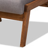 Baxton Studio Naeva Mid-Century Grey Upholstered Walnut Finished Wood Footstool 160-9946